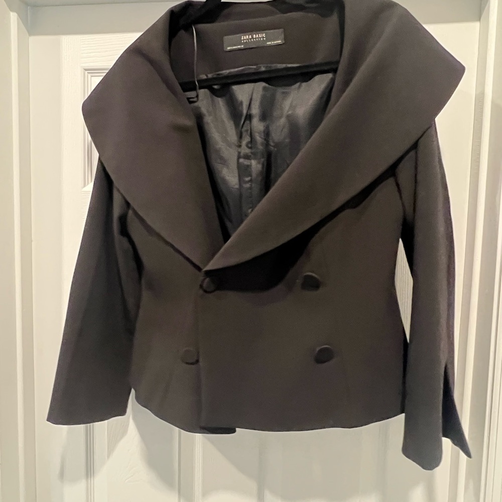 Zara Basic Collection Double Breasted V Neck Blac… - image 2